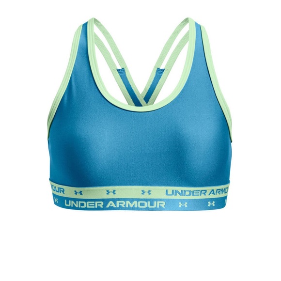 UNDER ARMOUR GIRLS CROSSBACK SOLID SPORTS BRA BLUE SIZE LARGE YOUTH NWT - Picture 1 of 4